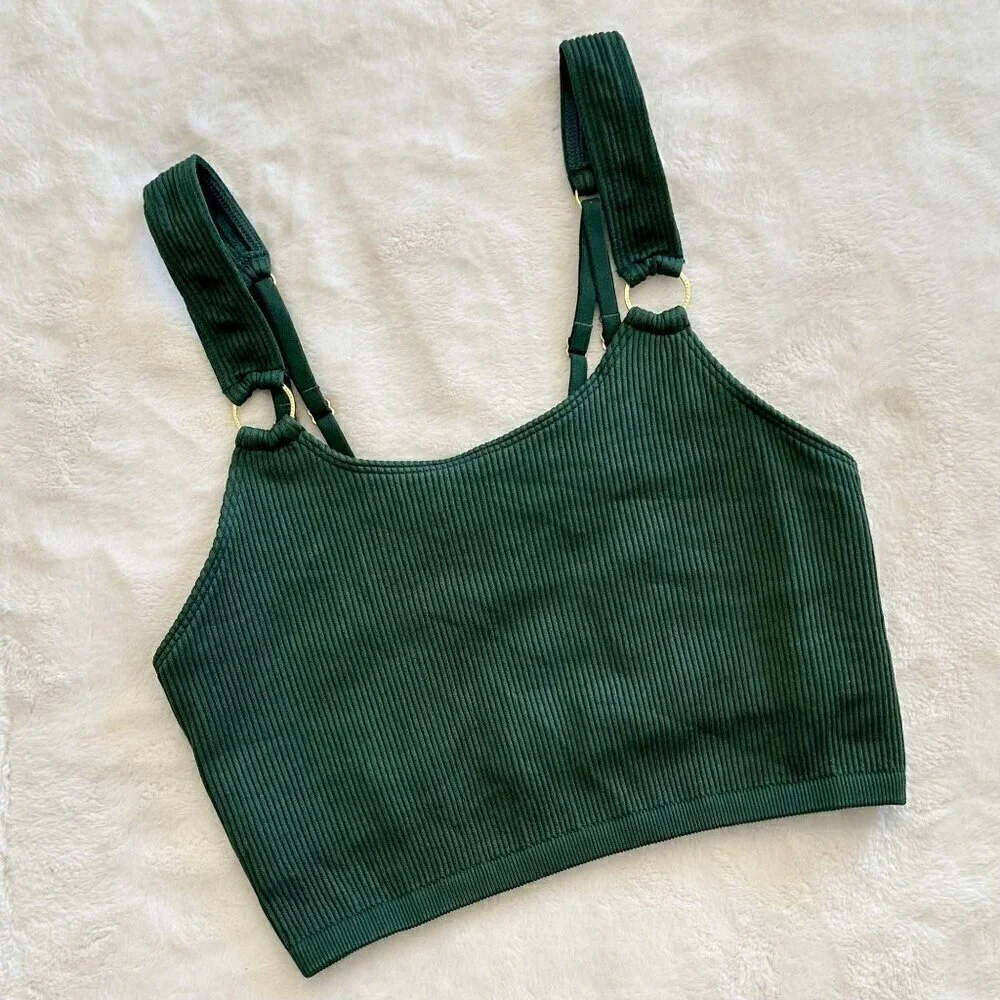NEW Aerie Green Seamless Ring Longline Bralette - Size: Small - Picture 2 of 7